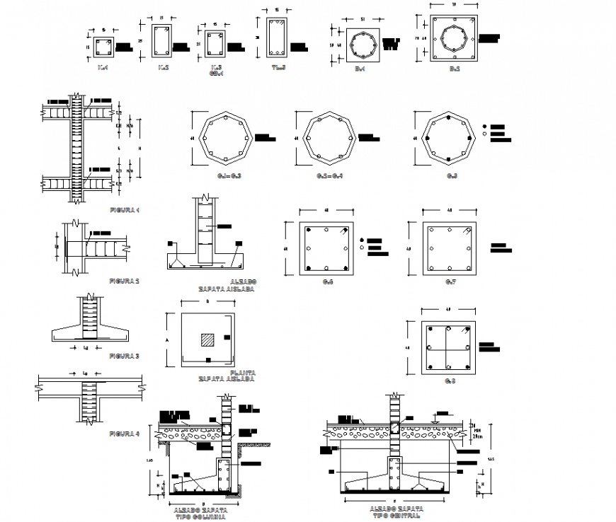 Foundation and column section detail layout file