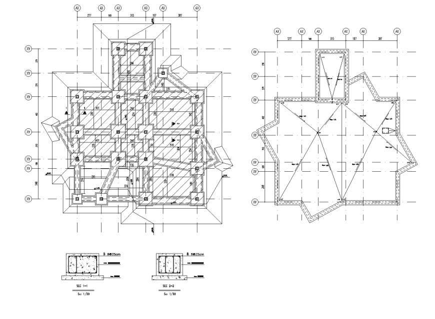 Foundation and column section plan layout file