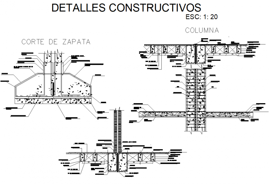 Foundation constructive detail dwg file