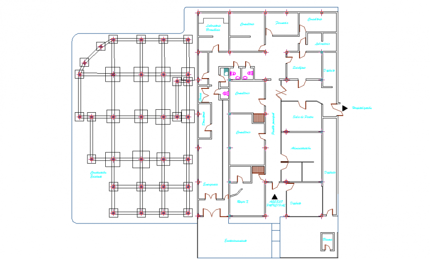 Foundation Lay-out detail in DWG file