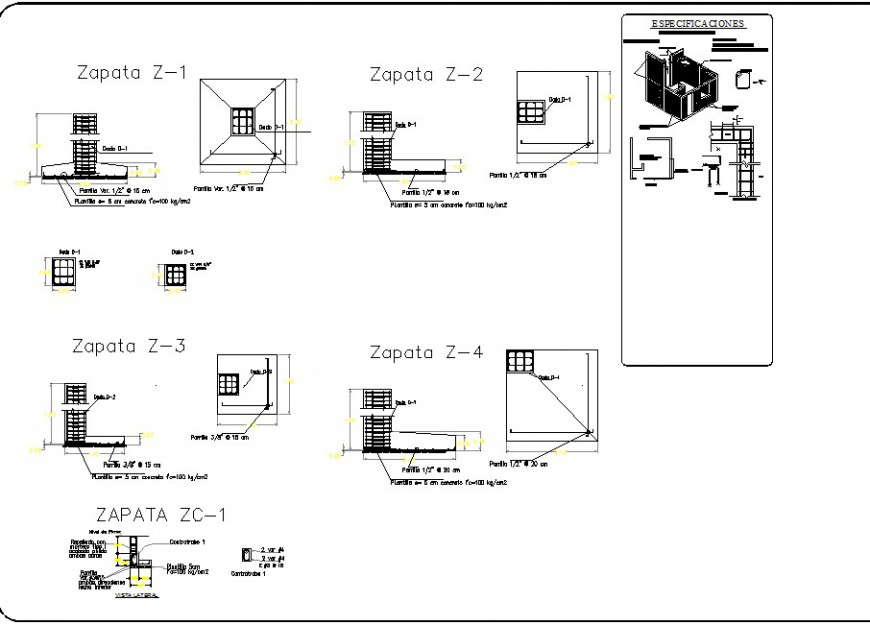 Foundation plan and section autocad file