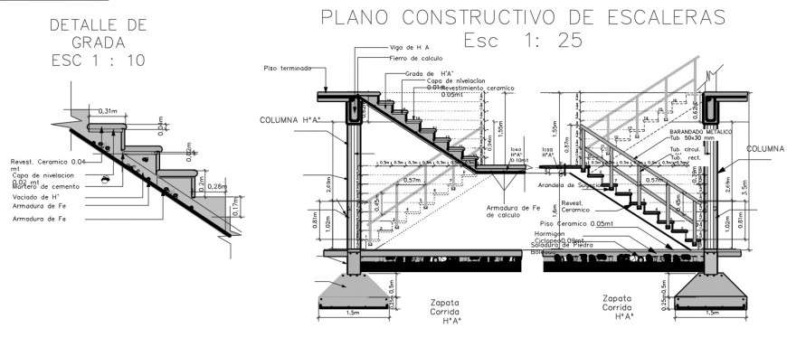 Foundation stair section plan layout file