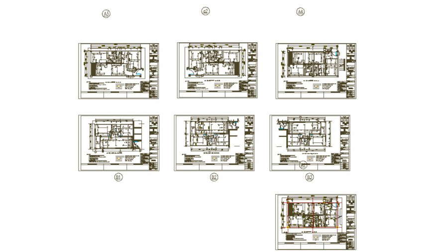 Framing plan drawing details of all floors of house buiding auto-cad dwg file