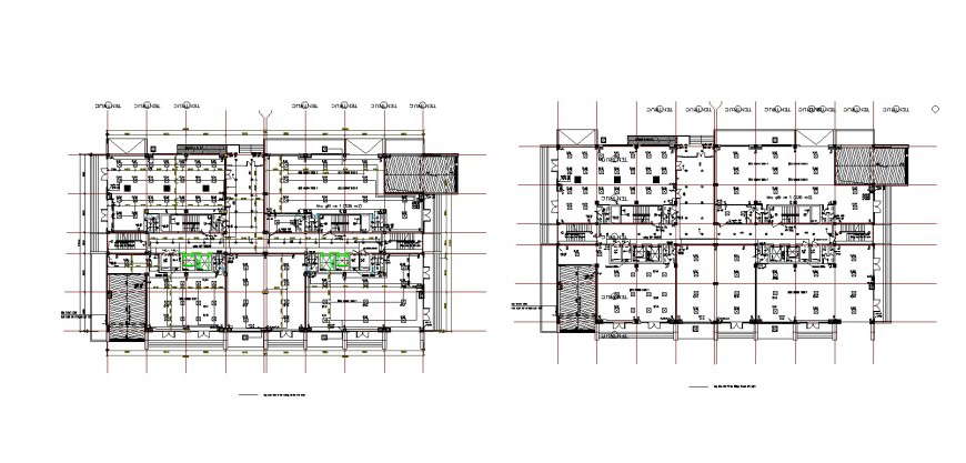 Framing plan structure details of two floors of apartment building auto-cad dwg file