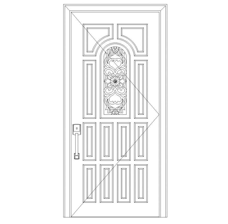 Front elevation door detail dwg file