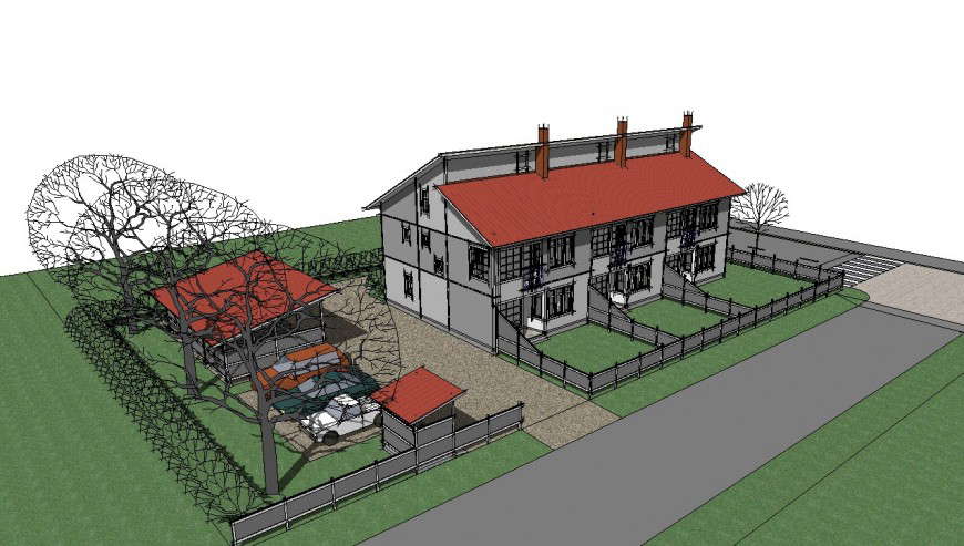 Front elevation of a hotel 3d concept