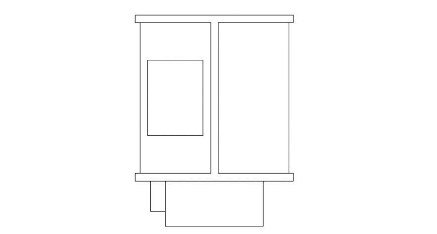 Front view of washing machine house hold block in AutoCAD