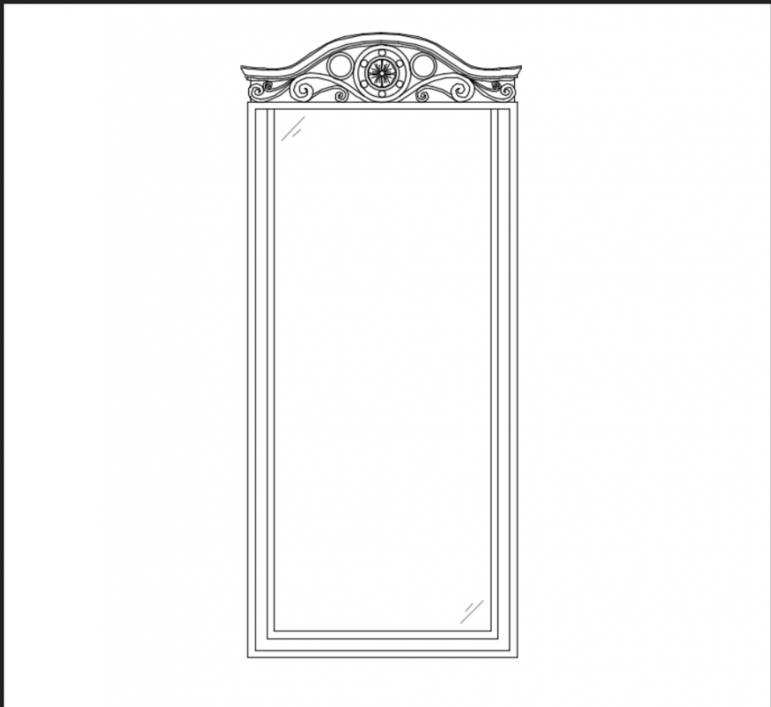 Full length bedroom mirror front elevation details dwg file