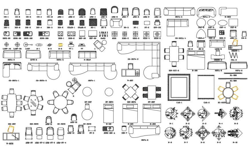 Furniture CAD design library 2d view autocad file