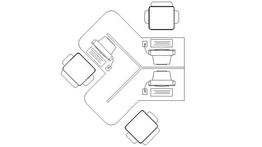 Furniture desk for office uses 2d view elevation autocad software file