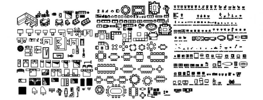 Furniture different block design in auto cad file