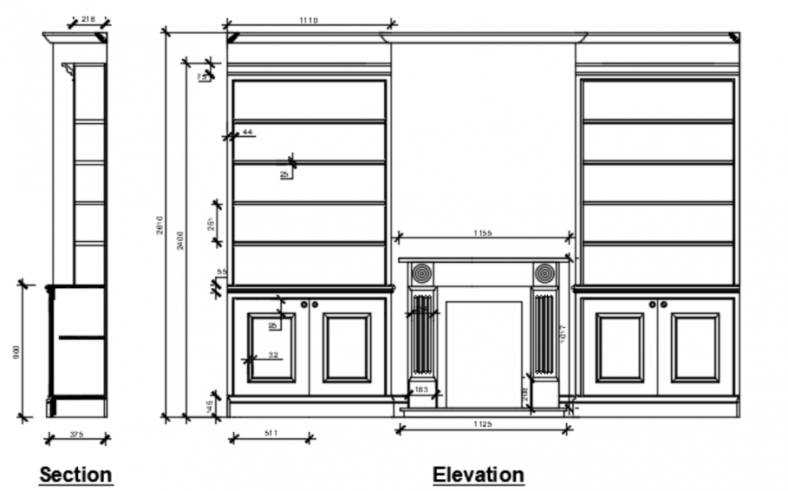 Furniture front elevation detail