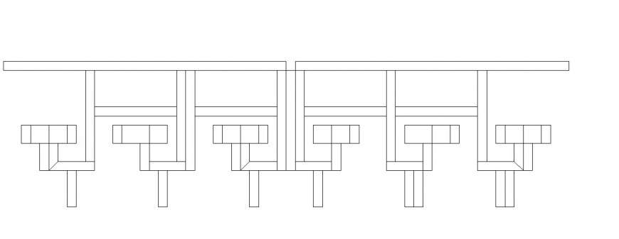 Furniture front view and elevation design dwg file