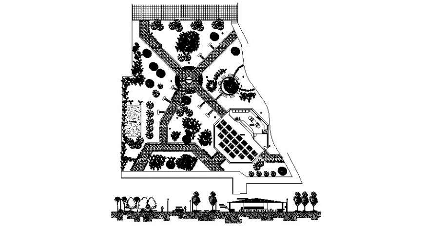 Garden area plan 2d drawing in autocad format