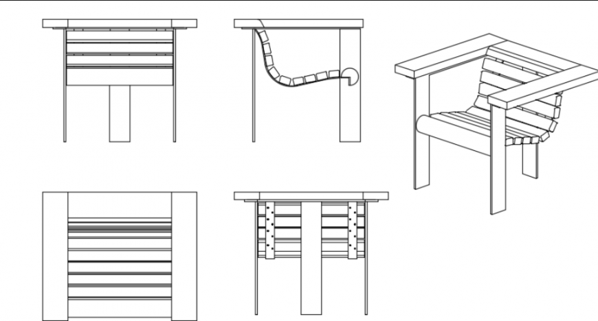 Garden Chair CAD Design with Detailed Layout in DWG Format