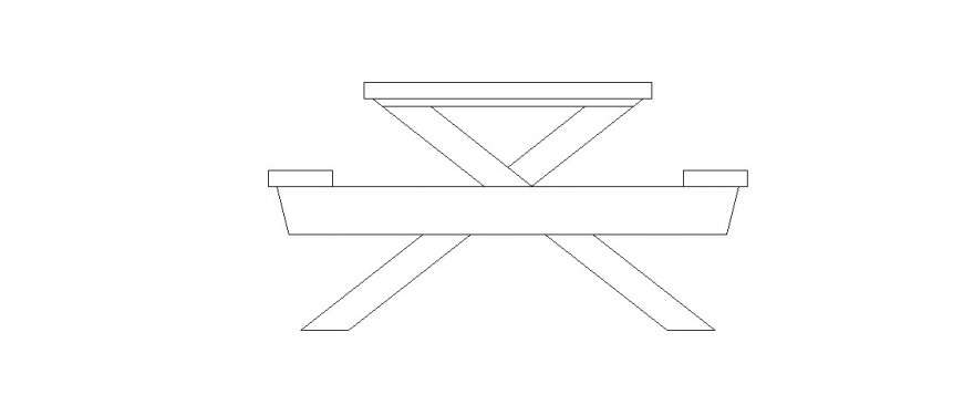 Garden desk chair front elevation block cad drawing details dwg file