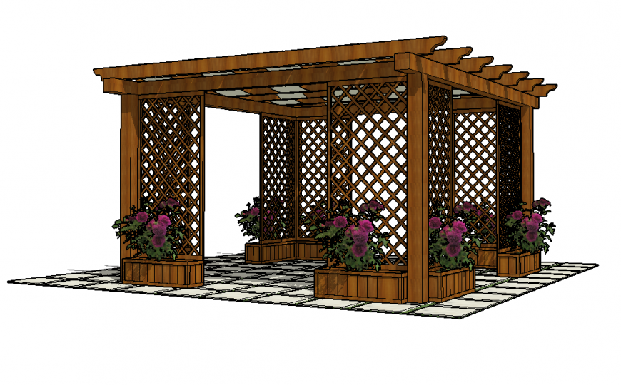 Garden roof structure 3d model sketch-up file