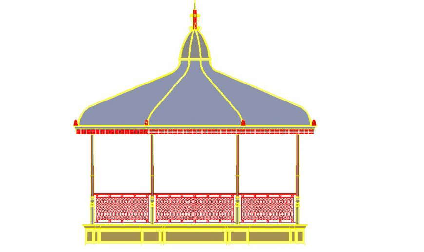 Gazebo front 2d detailing dwg file
