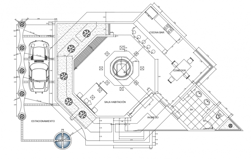 General plan of hotel in AutoCAD software 