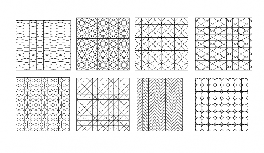Geometrical pattern 2d view layout CAD blocks layout dwg file