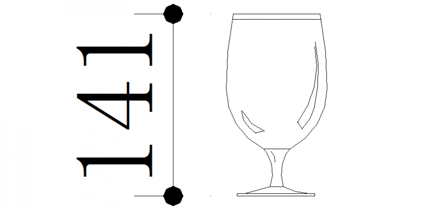 Glass cup cad blocks elevation dwg file