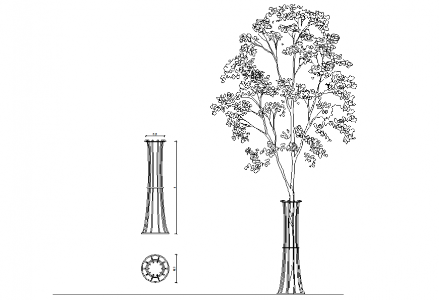 Grid protects trees detail elevation autocad file
