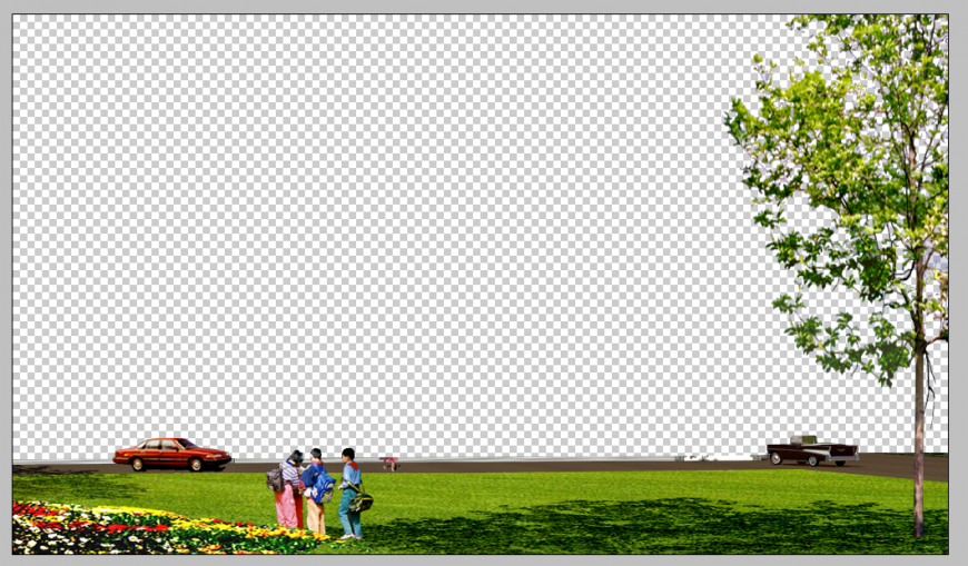 Ground park detail elevation 3d model photo shop file