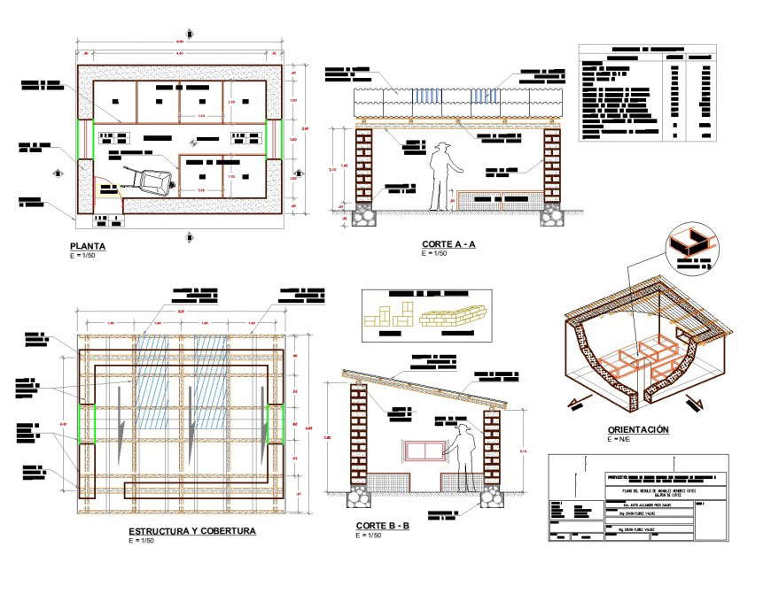 Guinea pigs plan and section autocad file
