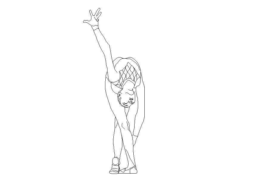 Gymnast detail 2d view CAD people block layout file in autocad format