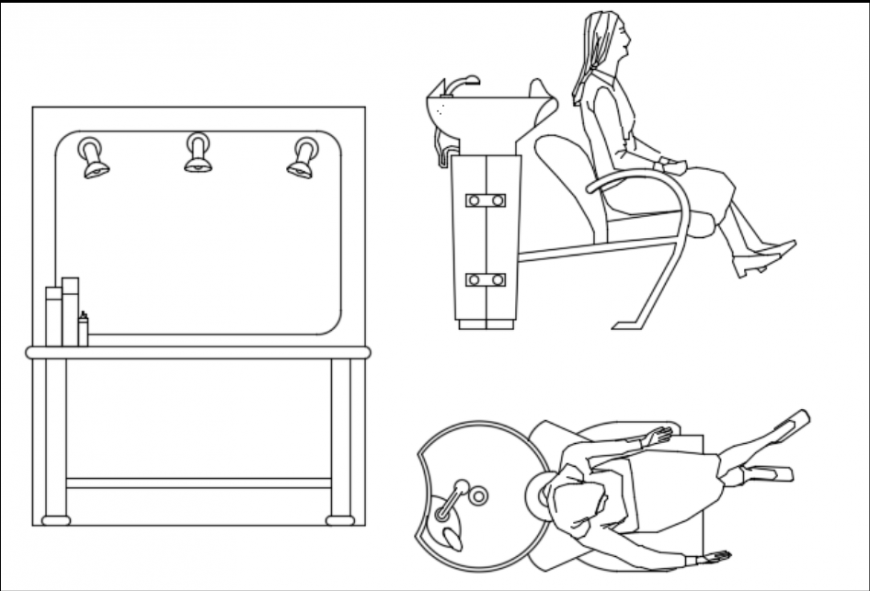 Hair salon furniture dwg file
