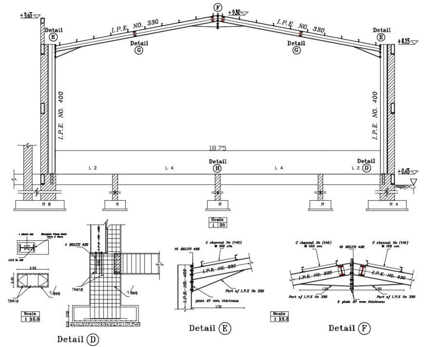 Hall steel elevation autocad software