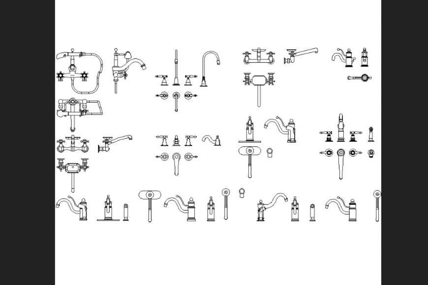 Hand shower, tap plan detail dwg file.