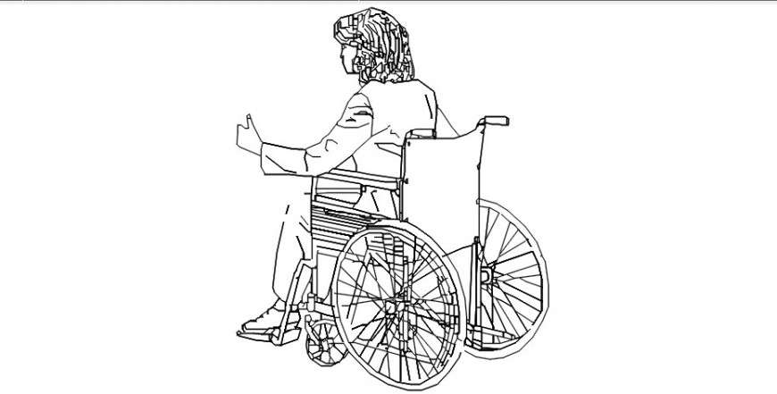 Handicap 2d model detail dwg file