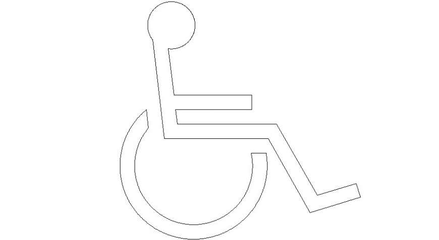 Handicapped symbol sign details 2d view autocad file