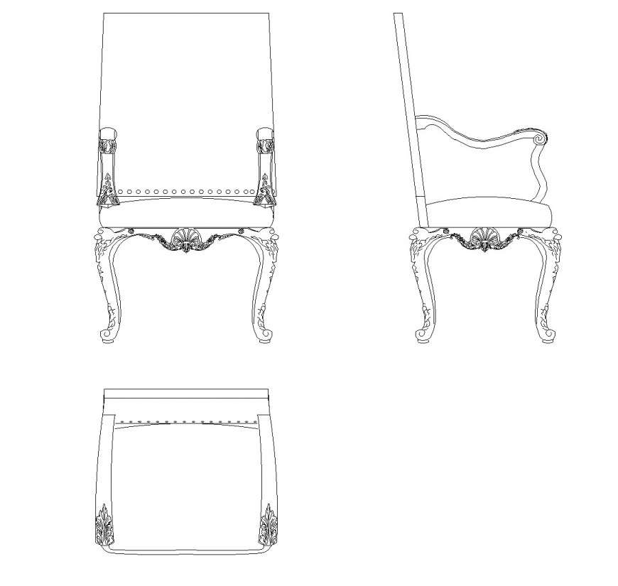 Handle decorate chair plan detail dwg file