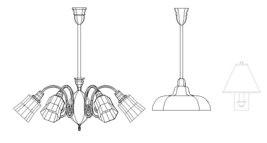 Hanging ceiling lamps cad drawing details dwg file