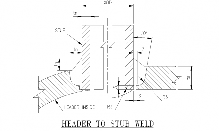 Header to stub weld Design
