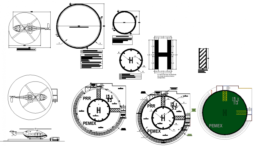 Helicopter plan & detail dwg file.