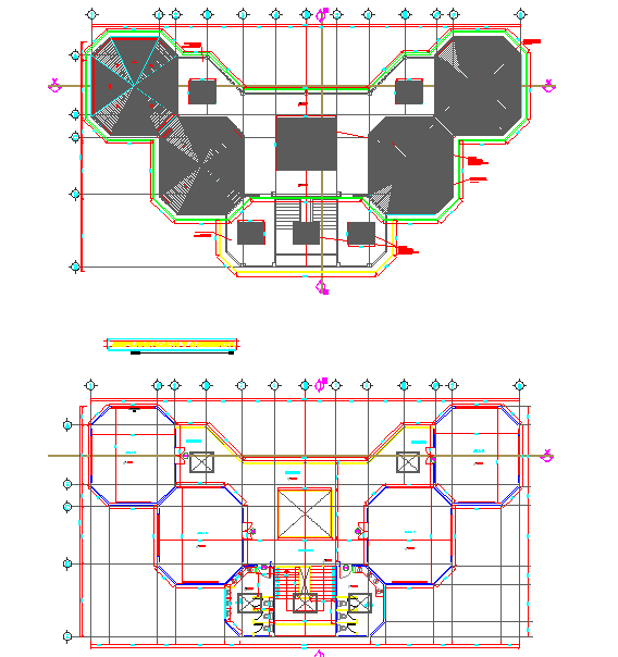 hexagonal shape building plan dwg file