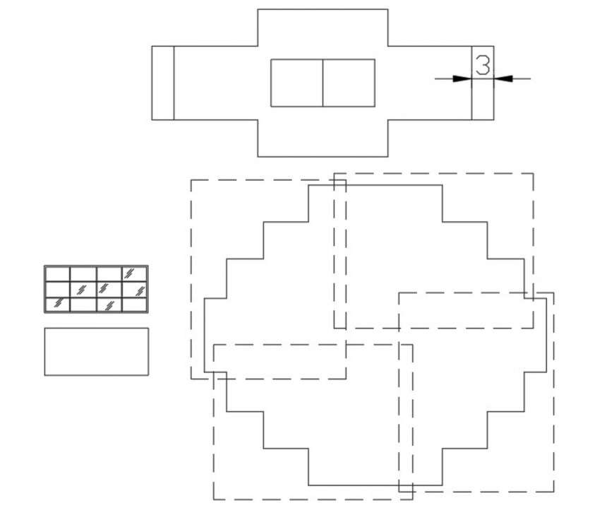 Hidden line house plan dwg file