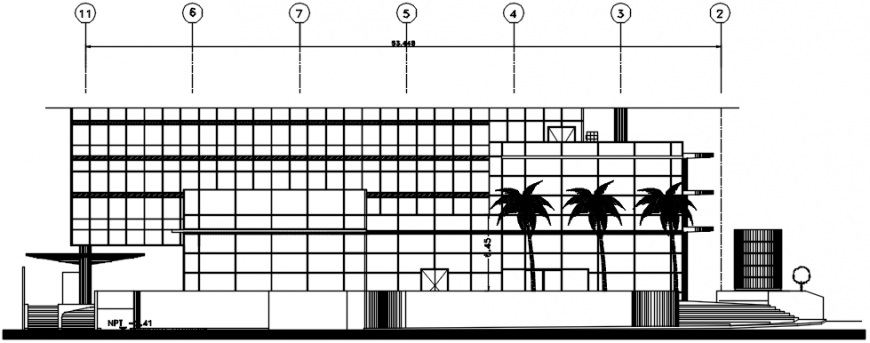 High rise building elevation section