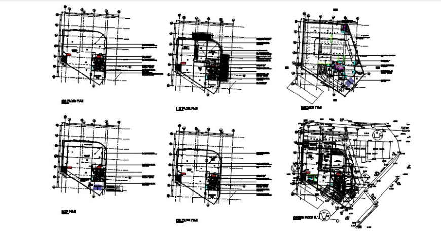 High rise corporate building six floor distribution plan cad drawing details dwg file