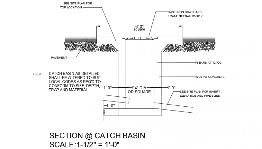 Highways catch basin section detail