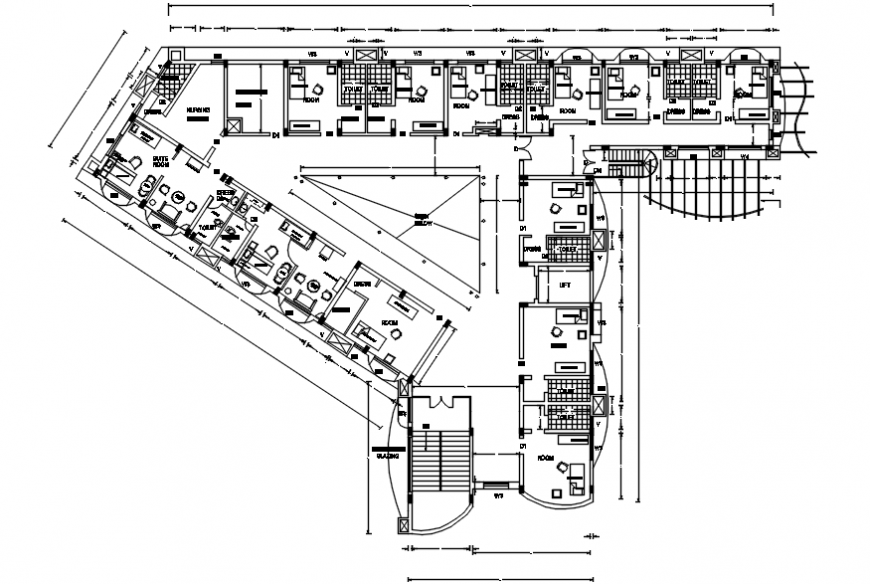 Hospital top view departments detail 2d