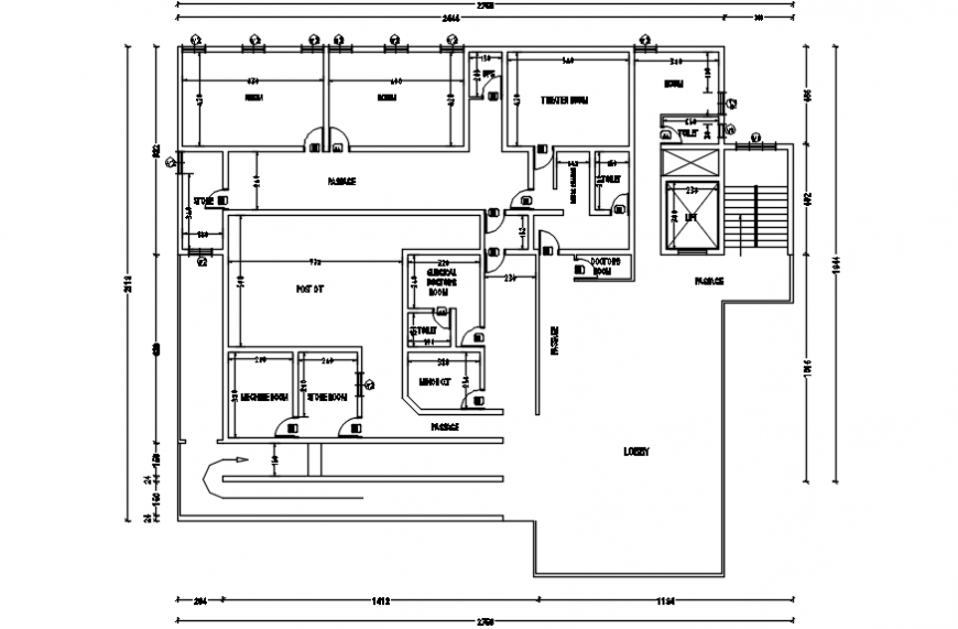 Hospital top view layout architecture view