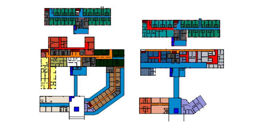 Hospital top view plan block detail