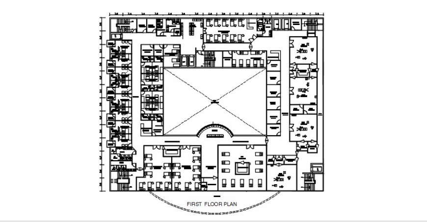 Hospital top view plan dwg file