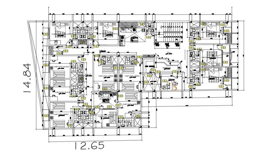 Hostel one-star autocad file