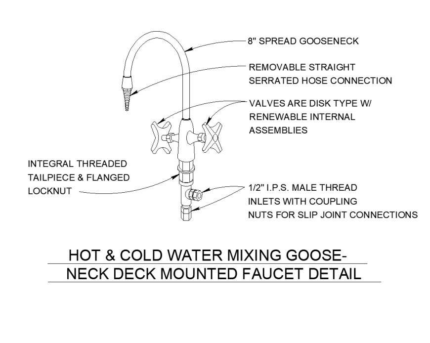 Hot & Cold Water Mixing Gooseneck Faucet Detail