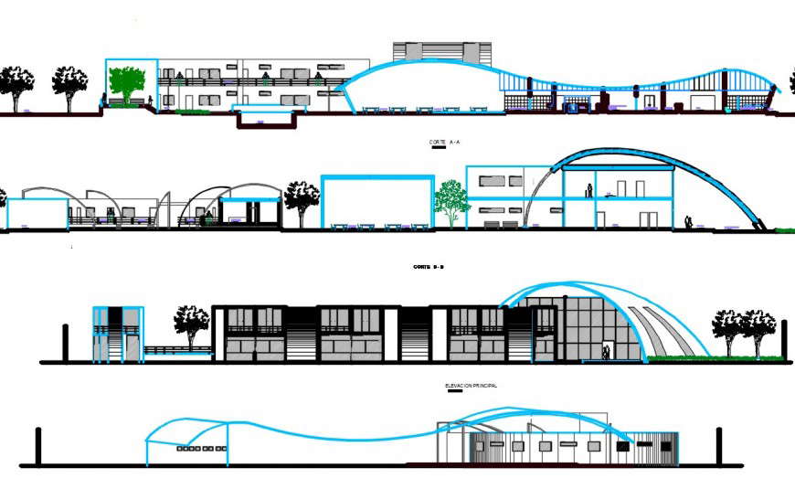 hotel building elevation design cad file